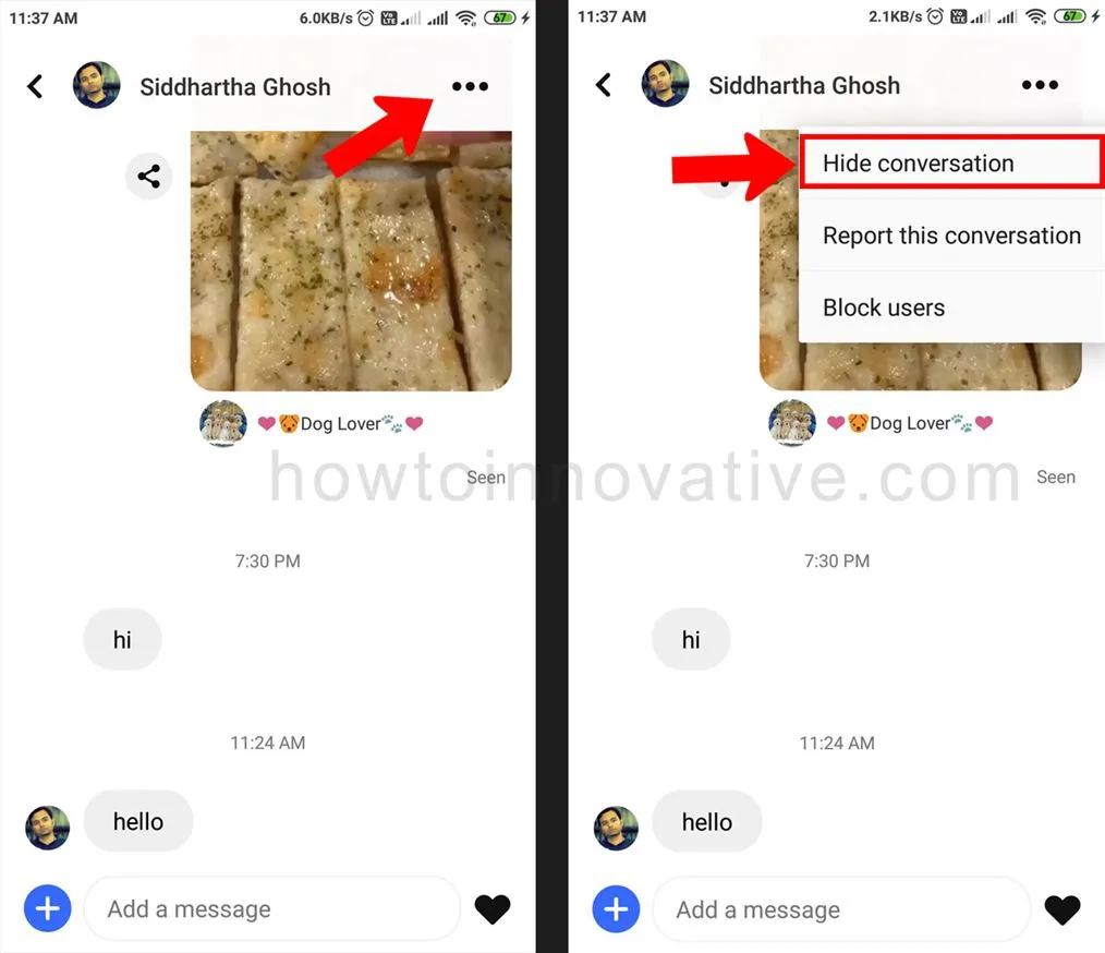 Hide messages on Pinterest using Android, iPhone, iPad