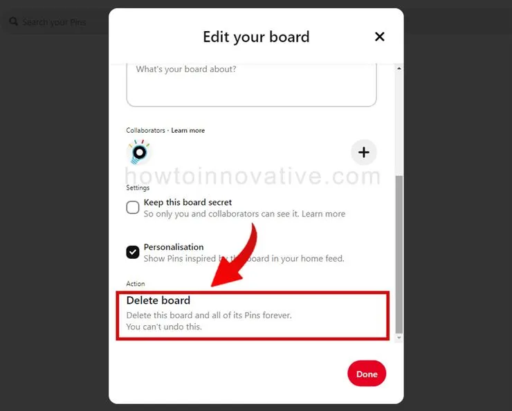 How to Delete Boards on Pinterest using Windows or Mac