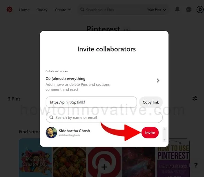 Invite people to a secret board as collaborators on Pinterest
