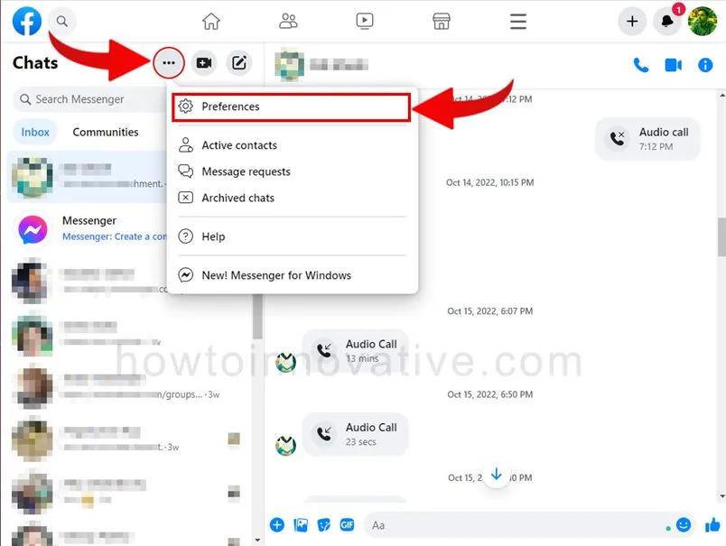 How to turn off green light active status on Facebook Desktop messenger section