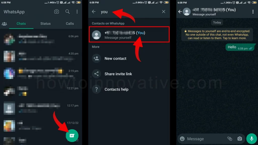 New WhatsApp features - Message Yourself