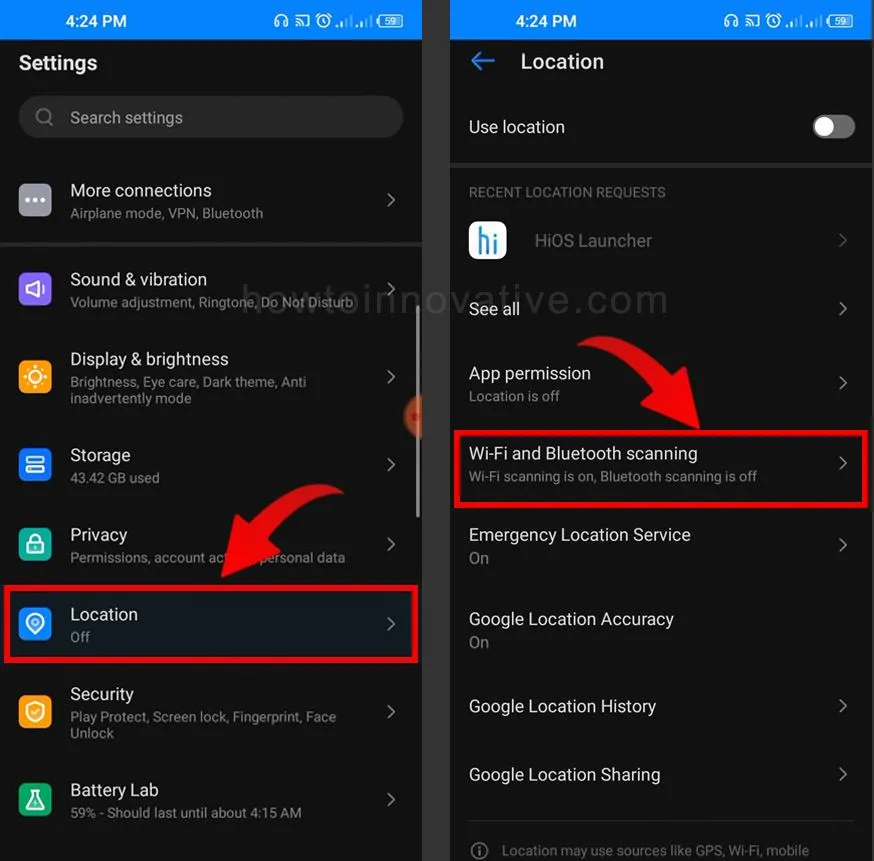 Android Settings You Should Turn Off - Turn off WiFi and Bluetooth Scanning