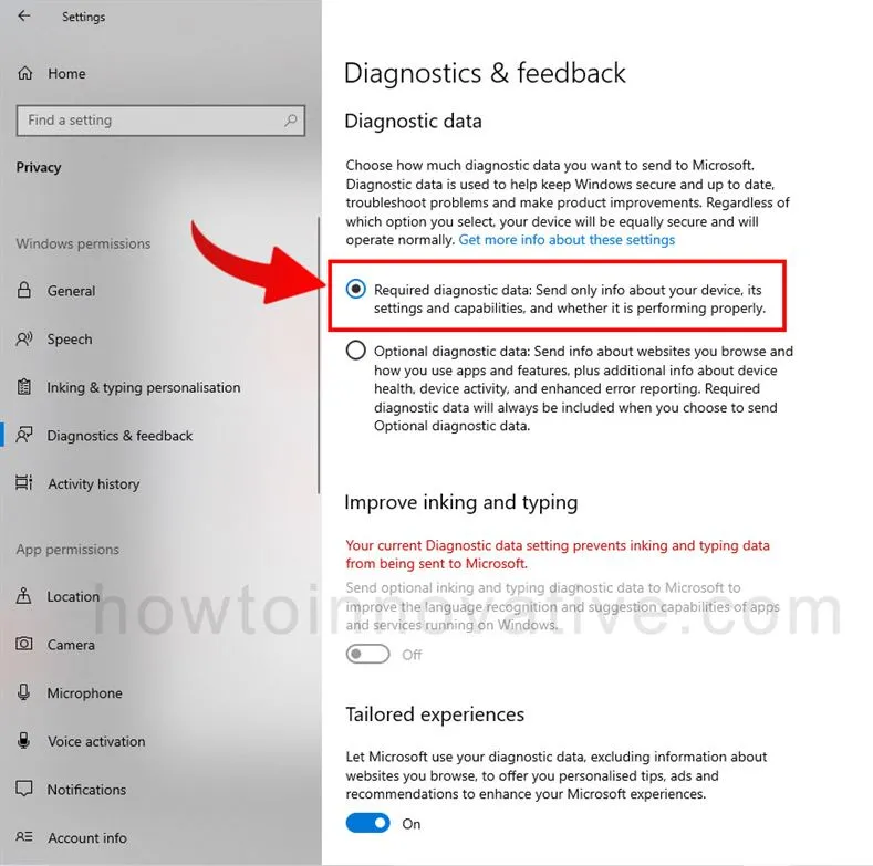 Windows 10 Privacy Settings - Stop sending diagnostic data