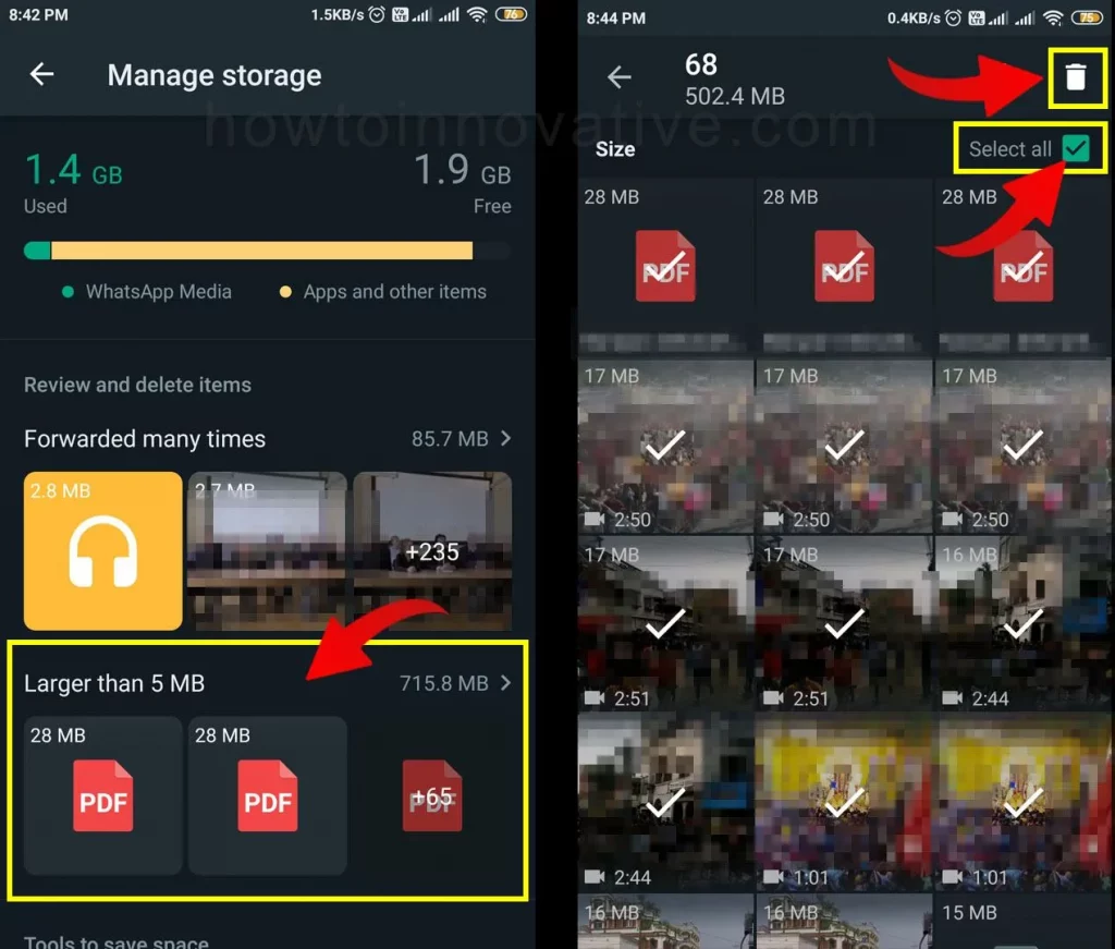Clear WhatsApp Storage - How To Clear WhatsApp Storage - Review and delete large files