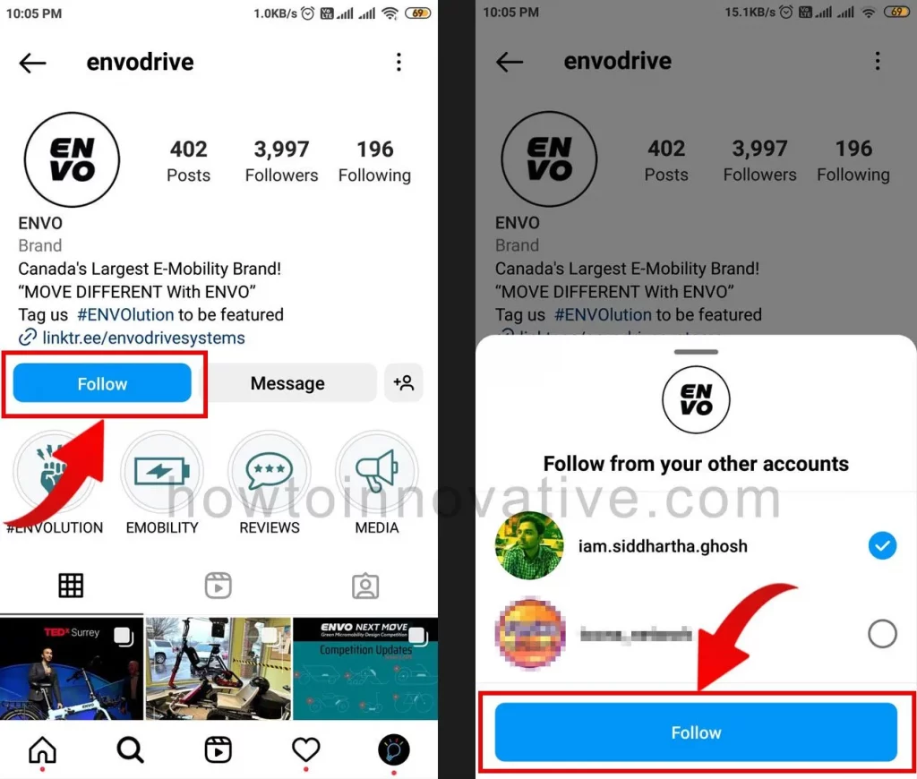Hidden Instagram Tricks and Features - How to follow someone on Instagram from your other accounts