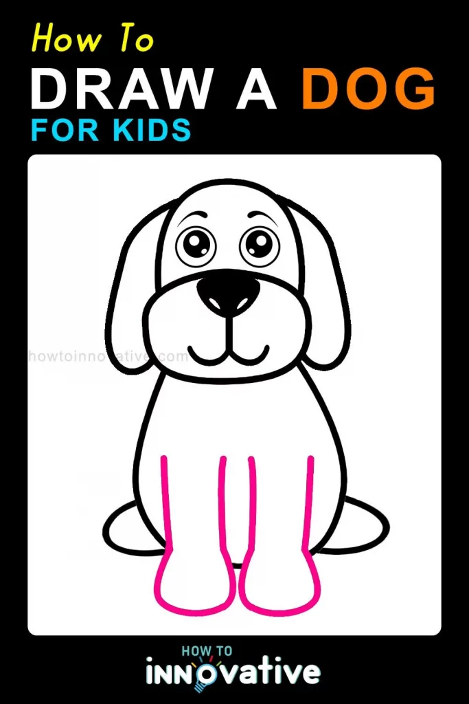 How to Draw a Dog for Kids Step-by-Step Drawing Tutorial for a Cute Cartoon Dog - Draw the Body front legs