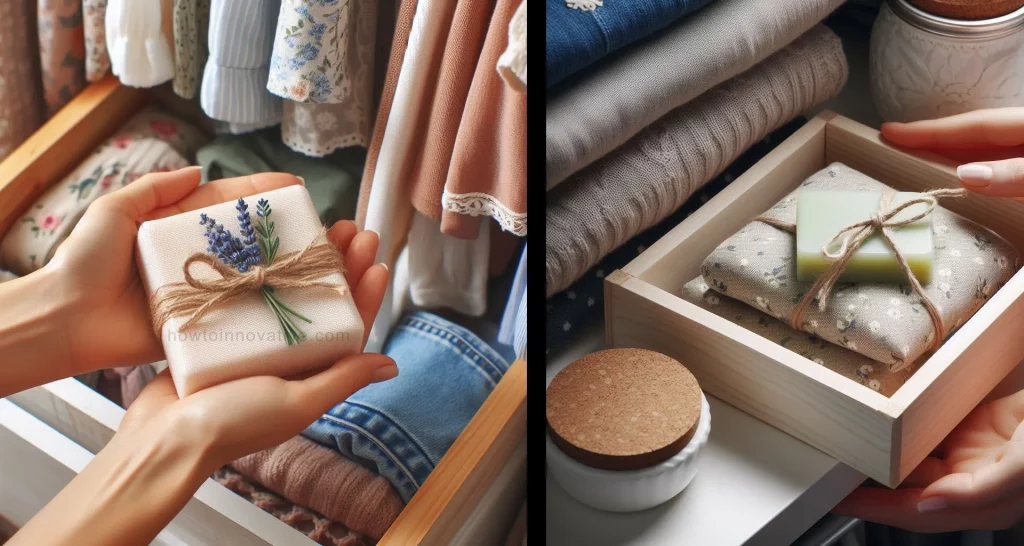 How to Make Your Home Smell Like a Luxury Hotel - putting a bar of scented soap, wrapped in fabric, in your closet