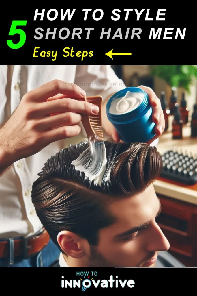 How to Style Short Hair Men 5 Easy Steps - Man apply the appropriate product (gel, wax, pomade, etc.) to hair