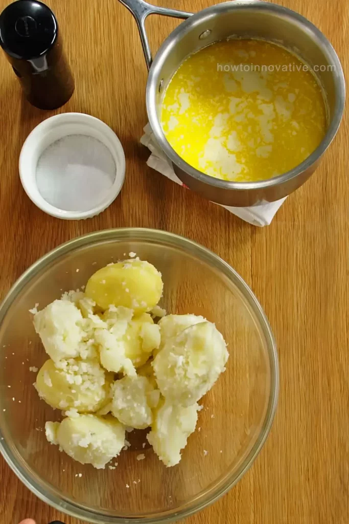 How to Make Fluffy Mashed Potatoes - Lump Free Mashed Potatoes - Boil the Potatoes & Prepare the Butter Mixture