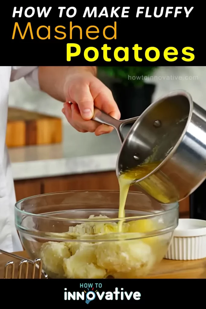 How to Make Fluffy Mashed Potatoes - Lump Free Mashed Potatoes - add the butter mixture to potatoes